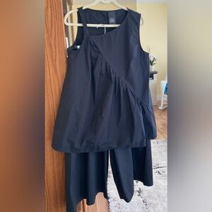 Lotus Eaters edgy Black Sleeveless top and matching wide leg pant!